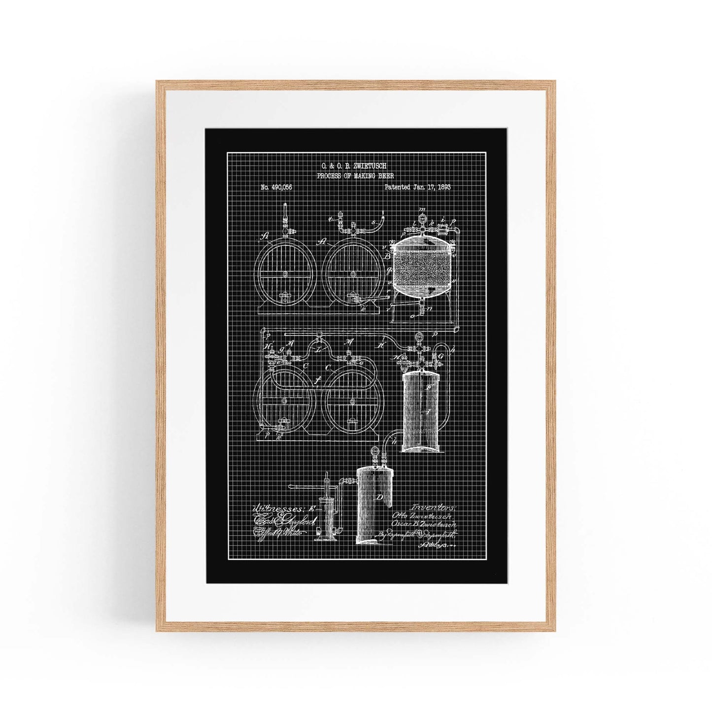 Vintage Beer Making Patent Man Cave Gift Wall Art #1 - The Affordable Art Company