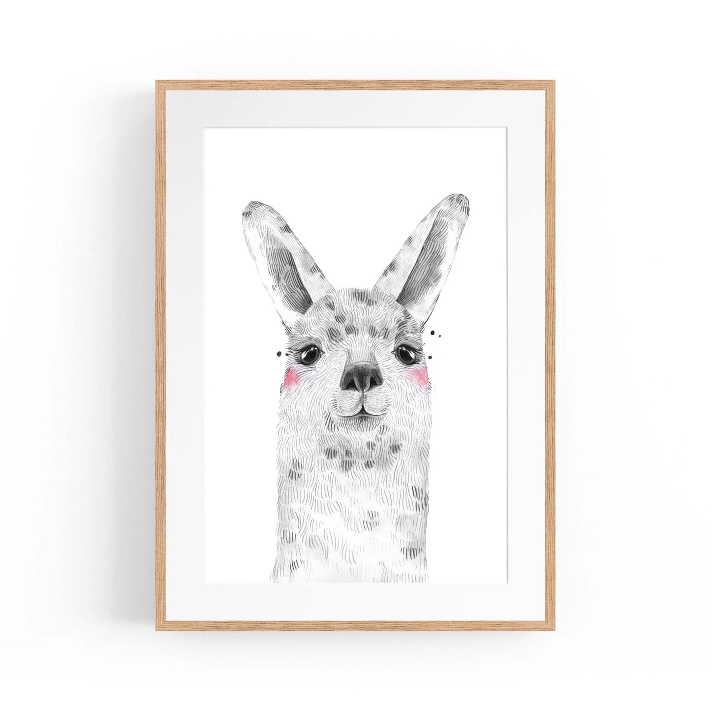 Cute Blushing Baby Alpaca Nursery Animal Wall Art - The Affordable Art Company