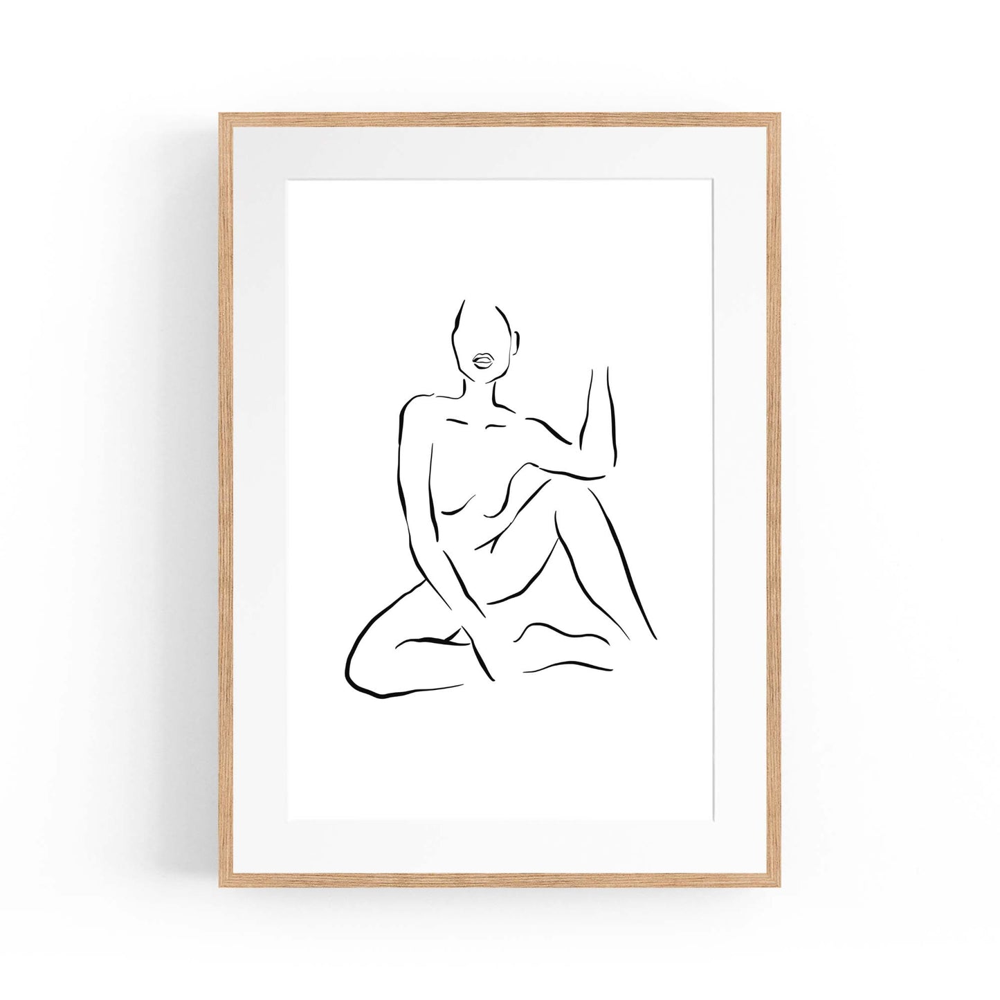 Nude Female Body Minimal Line Drawing Wall Art #2 - The Affordable Art Company