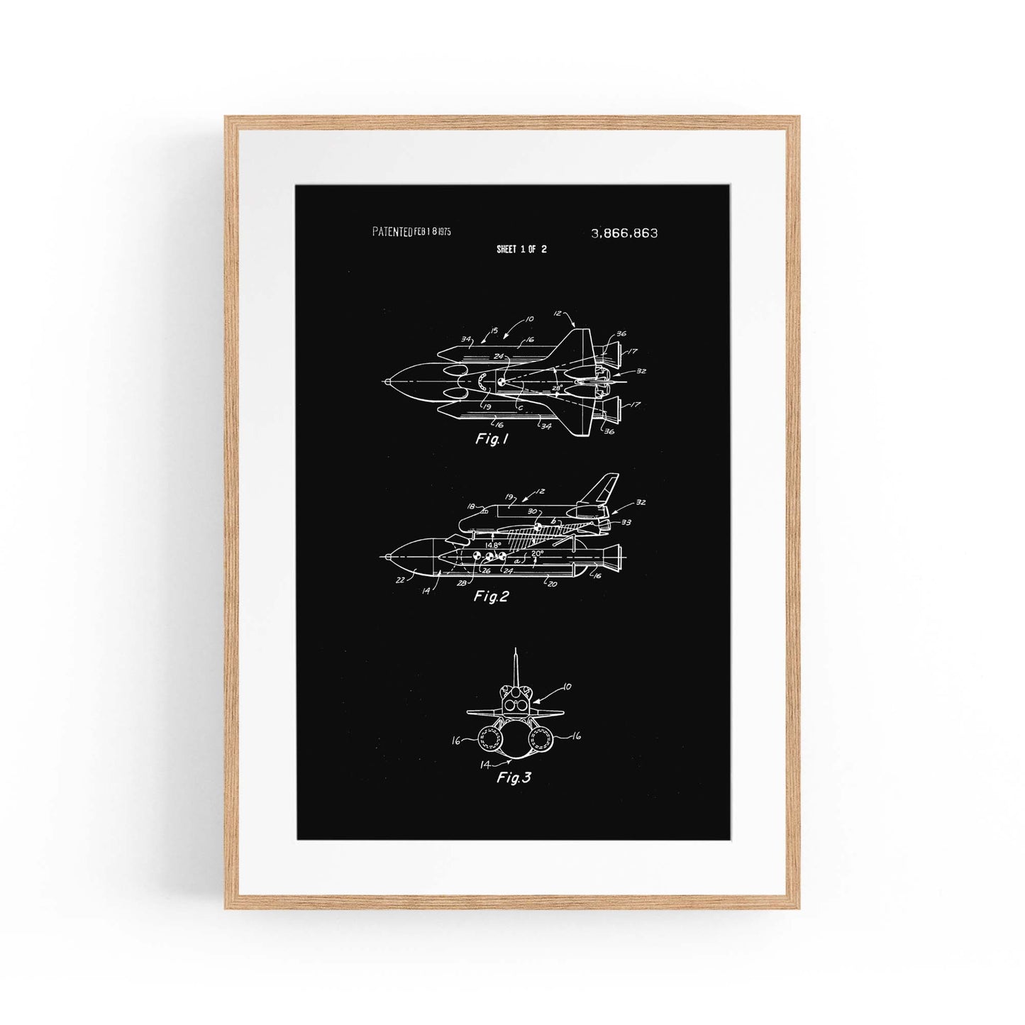 Vintage Space Shuttle Patent Wall Art #1 - The Affordable Art Company