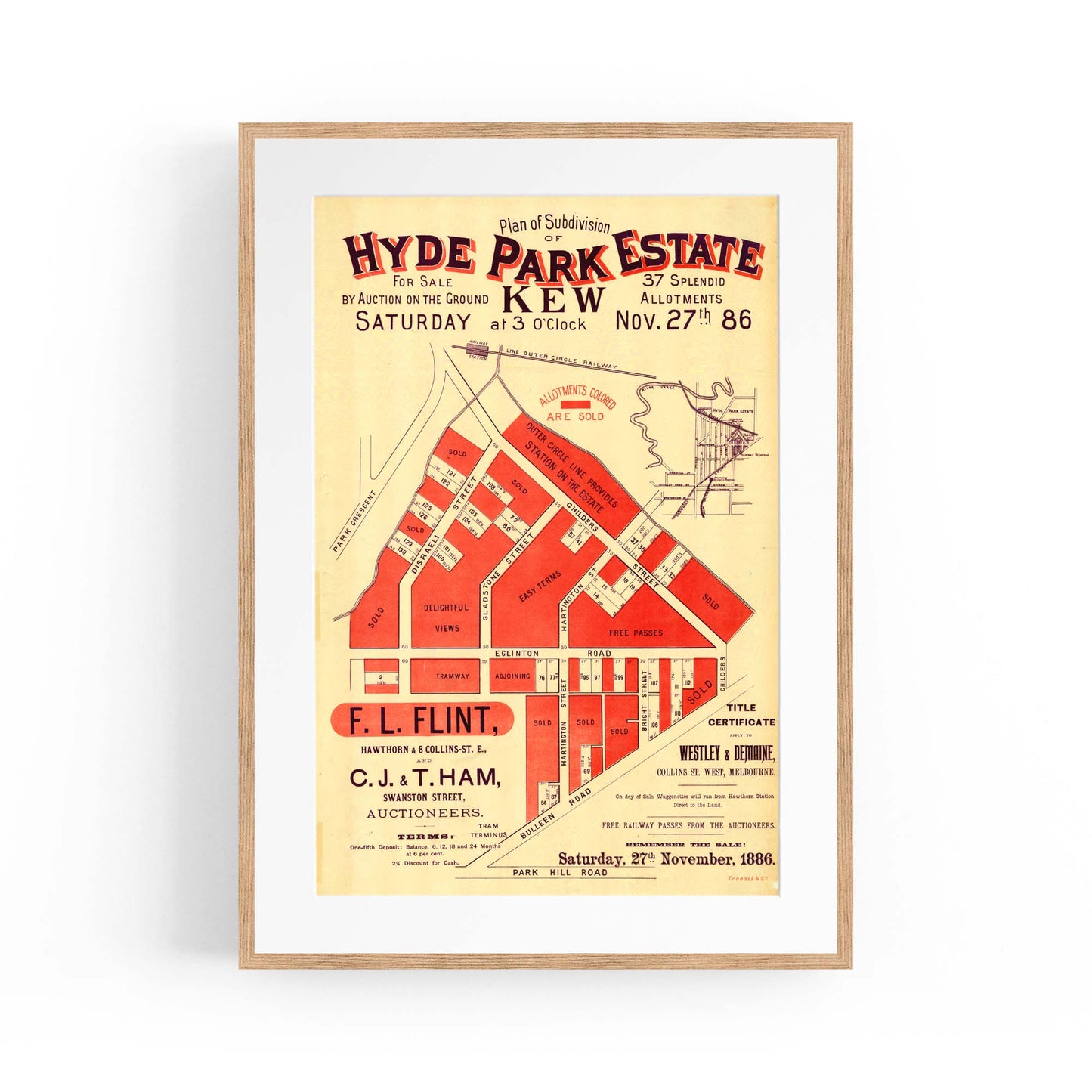Kew Melbourne Vintage Real Estate Advert Wall Art #2 - The Affordable Art Company