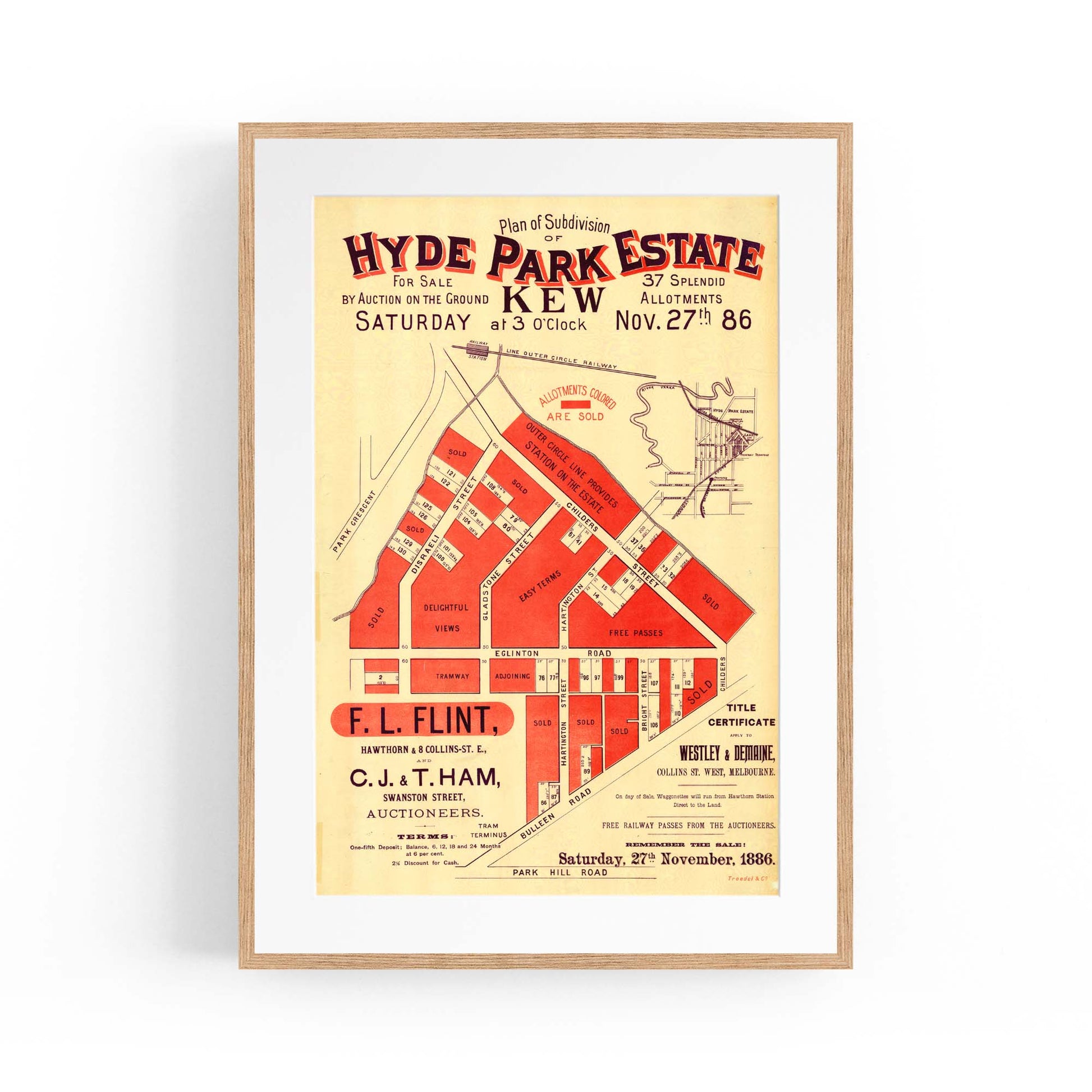 Kew Melbourne Vintage Real Estate Advert Wall Art #2 - The Affordable Art Company