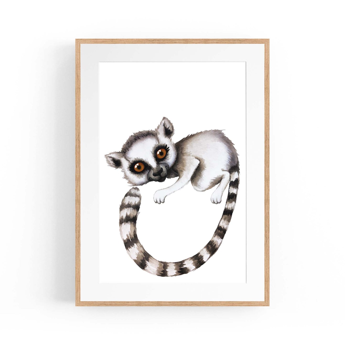 Cartoon Lemur Cute Nursery Baby Animal Wall Art - The Affordable Art Company