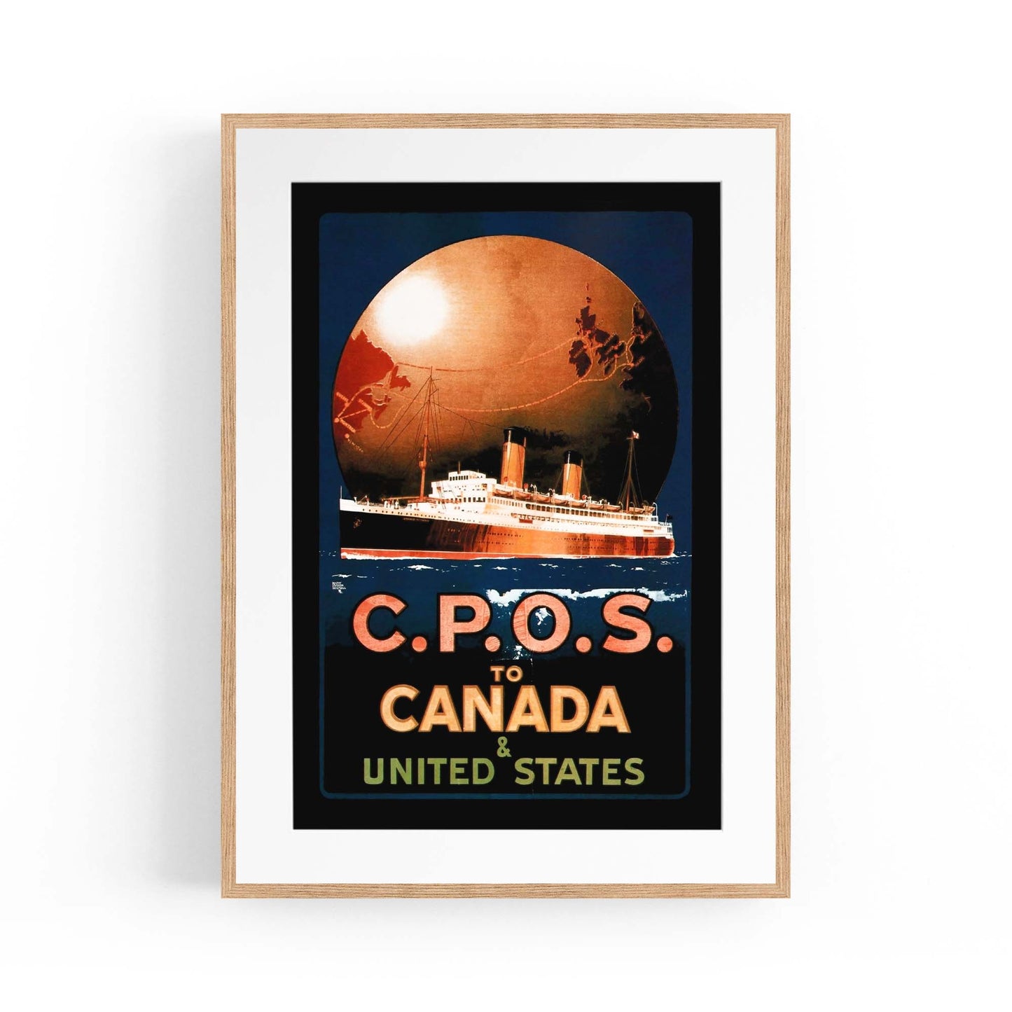 CPOS to Canada Vintage Shipping Advert Wall Art - The Affordable Art Company