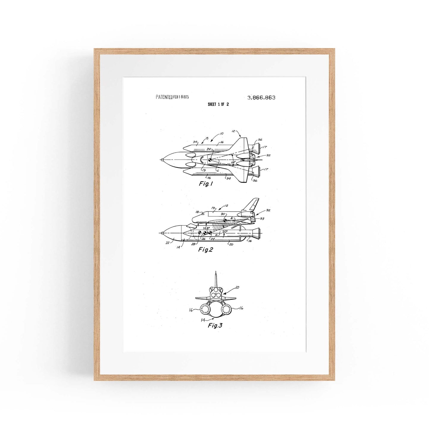 Vintage Space Shuttle Patent Wall Art #2 - The Affordable Art Company