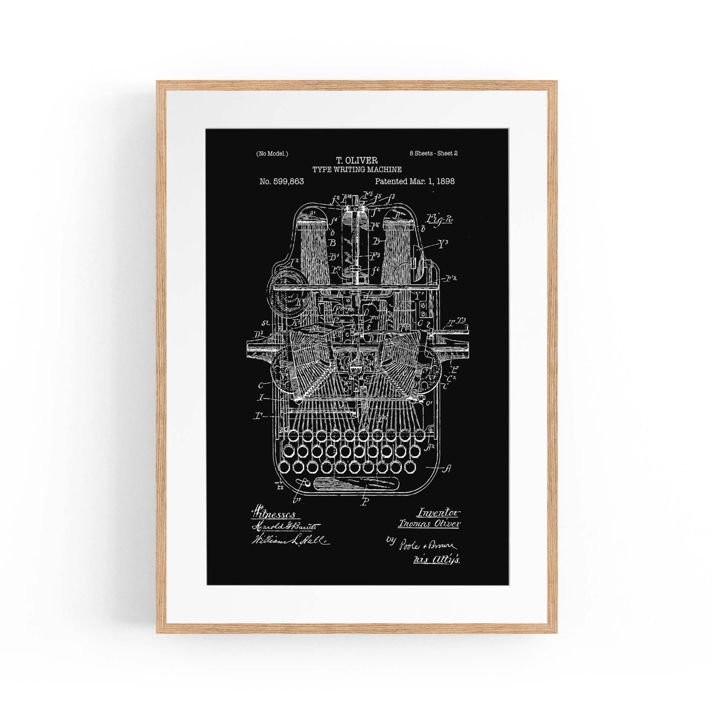 Vintage Typewriter Black Patent Wall Art #1 - The Affordable Art Company