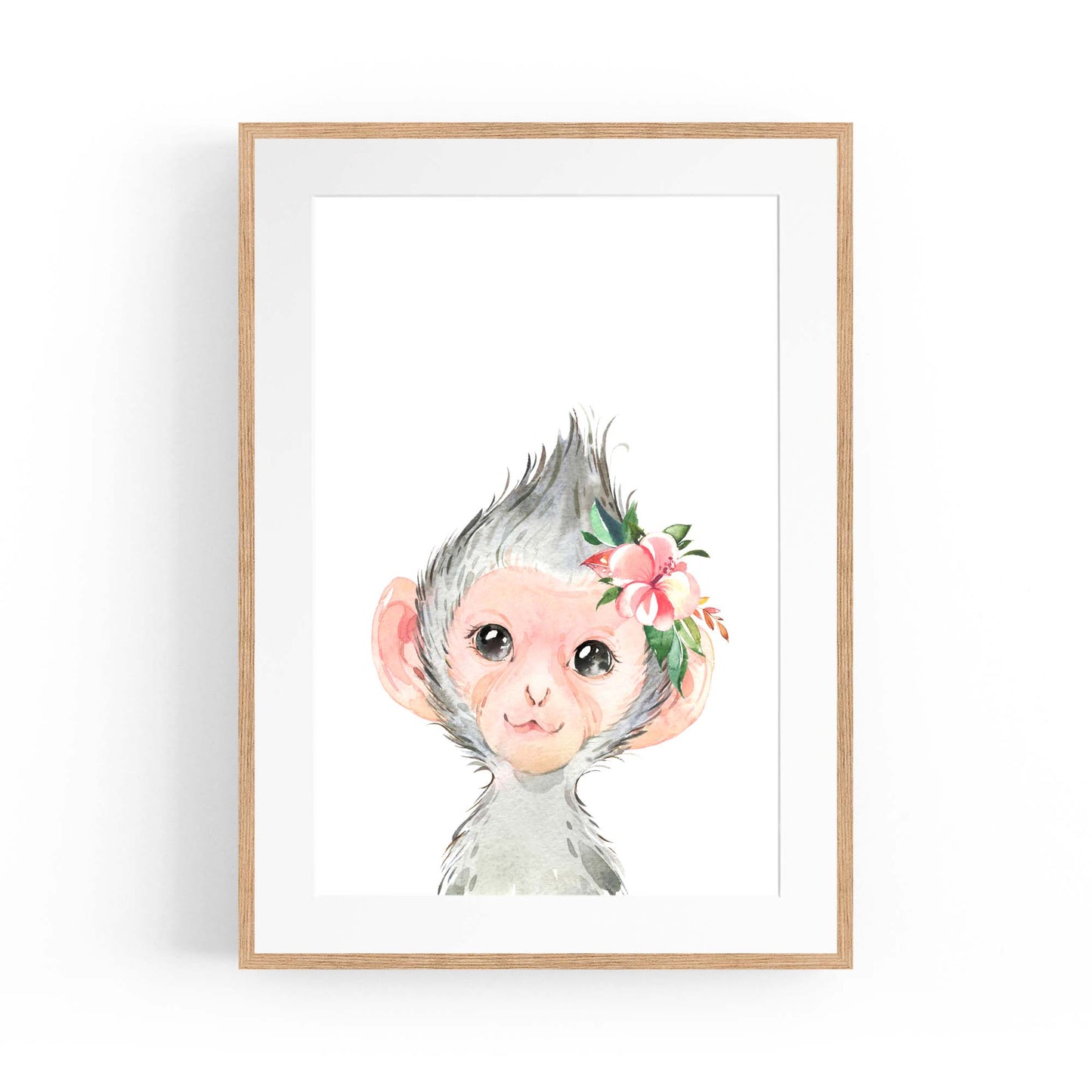 Cute Baby Monkey Nursery Animal Gift Wall Art - The Affordable Art Company