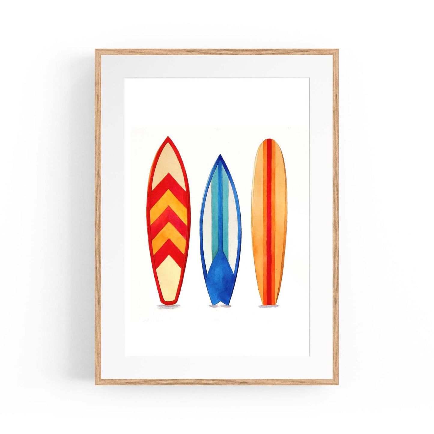 Surfboard Watercolour Australian Surf Wall Art - The Affordable Art Company