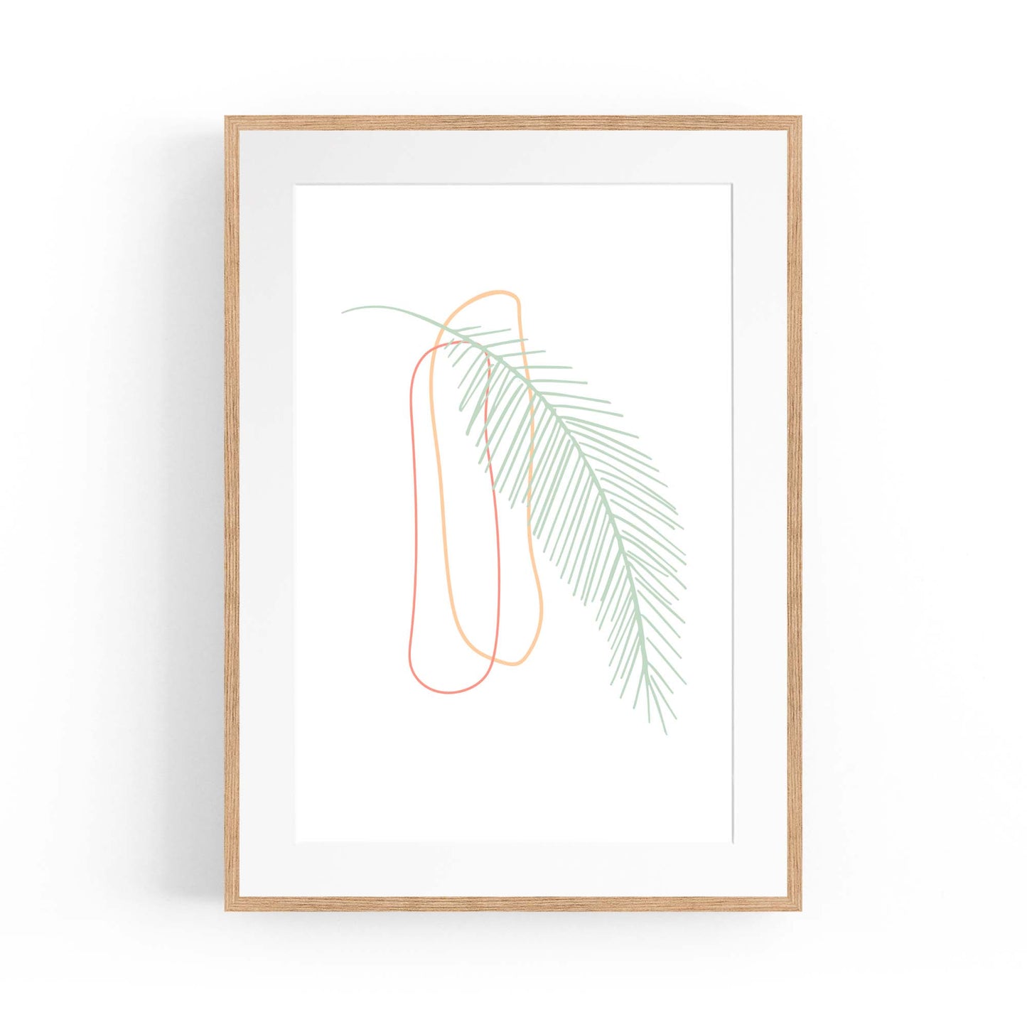Minimal Feather Neon Abstract Design Wall Art #2 - The Affordable Art Company