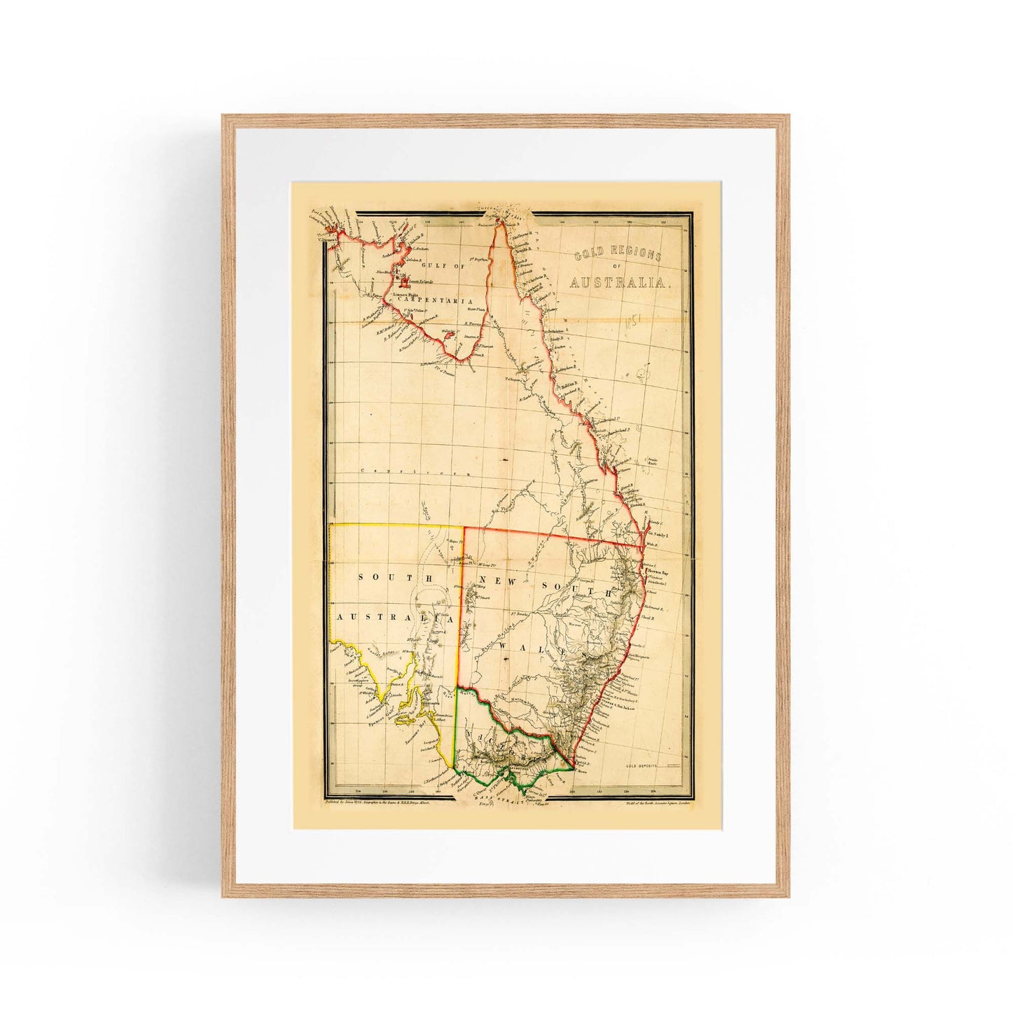 Vintage East Coast Australia Map Wall Art - The Affordable Art Company