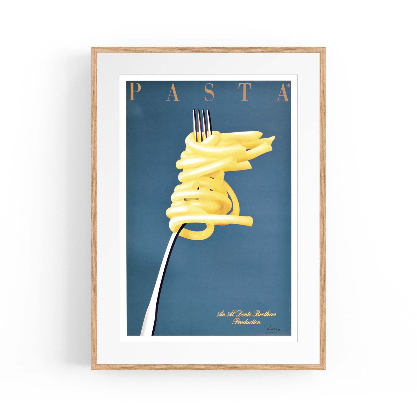 Blue Italian Pasta Vintage Advert Restaurant Wall Art - The Affordable Art Company