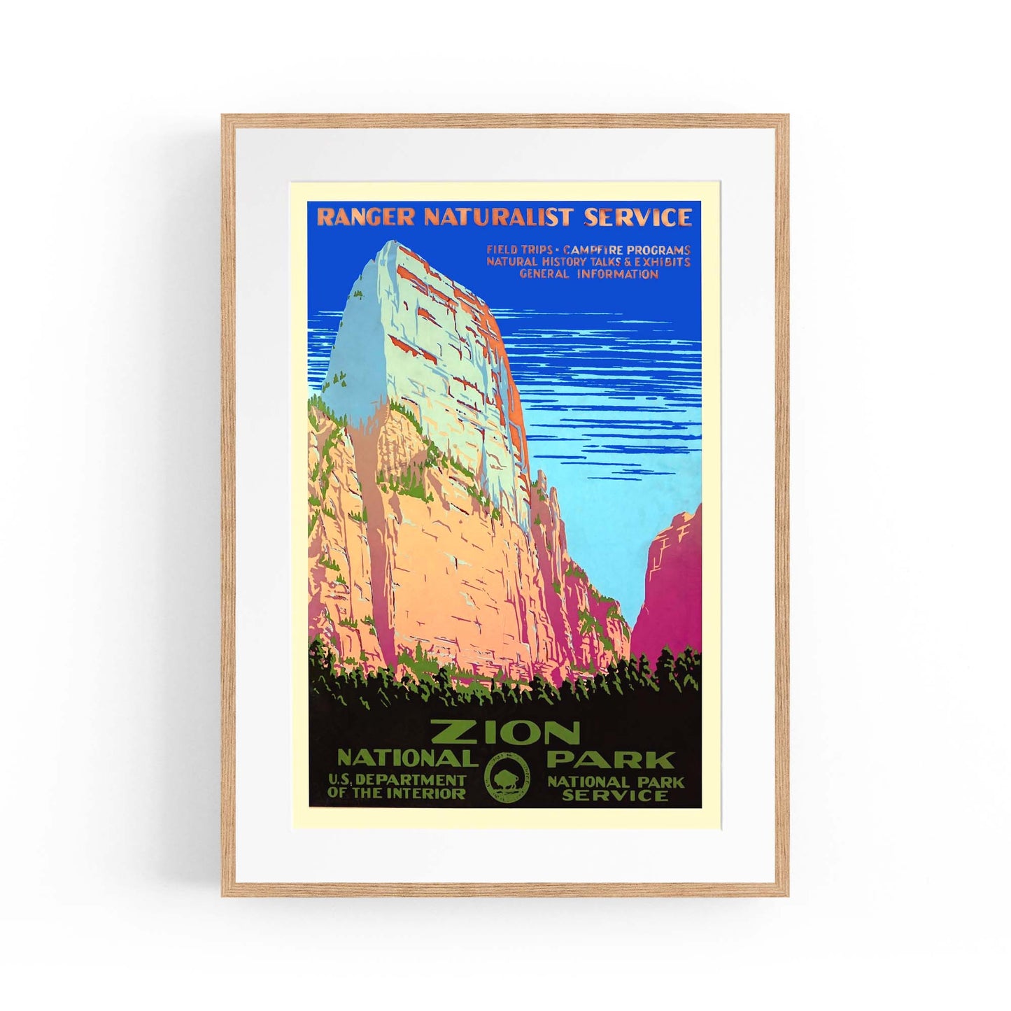 Zion National Park, USA Vintage Travel Wall Art - The Affordable Art Company