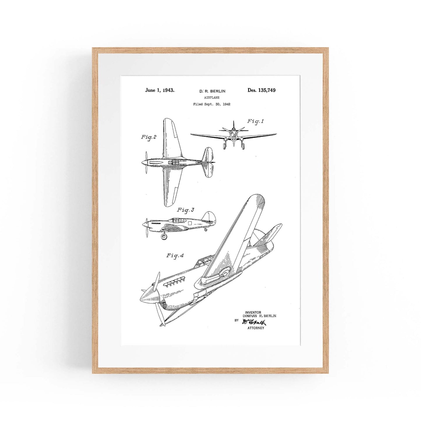 Airplane Patent Vintage Minimal Man Cave Wall Art #7 - The Affordable Art Company