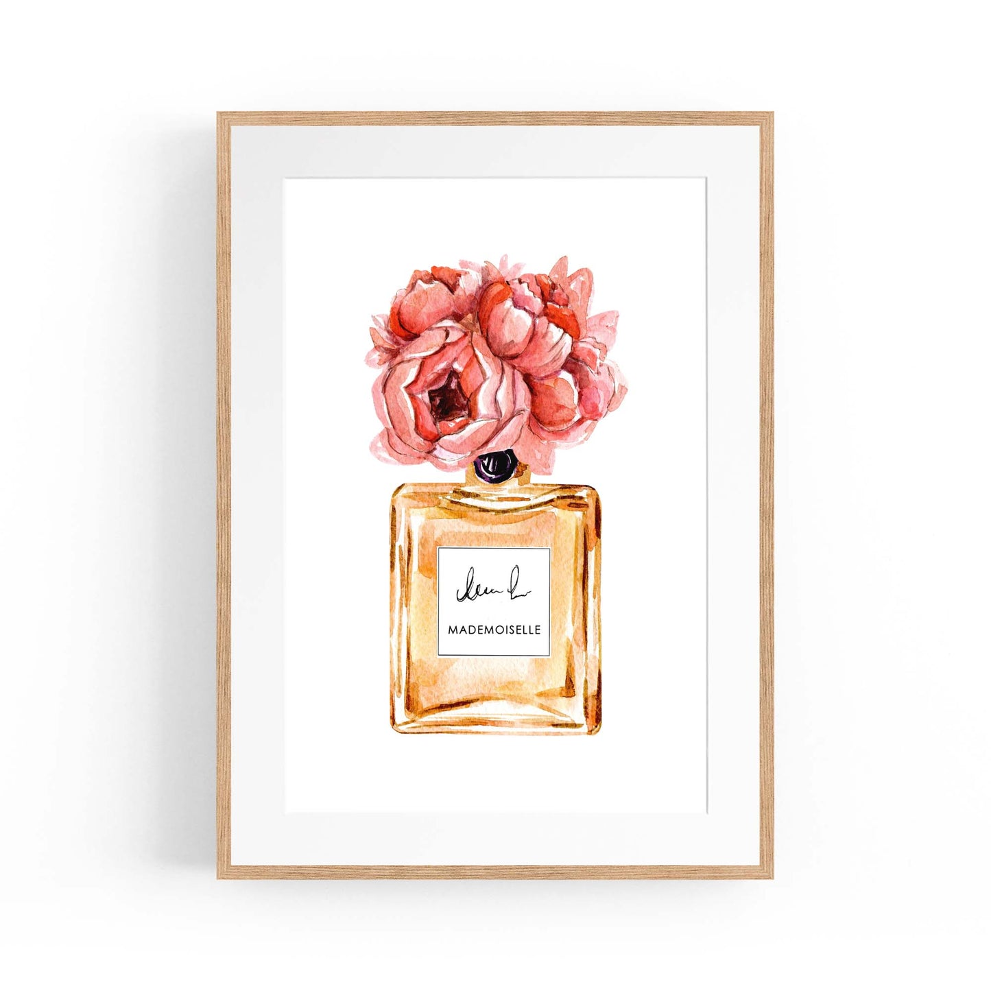 Peach Floral Perfume Bottle Fashion Wall Art #1 - The Affordable Art Company