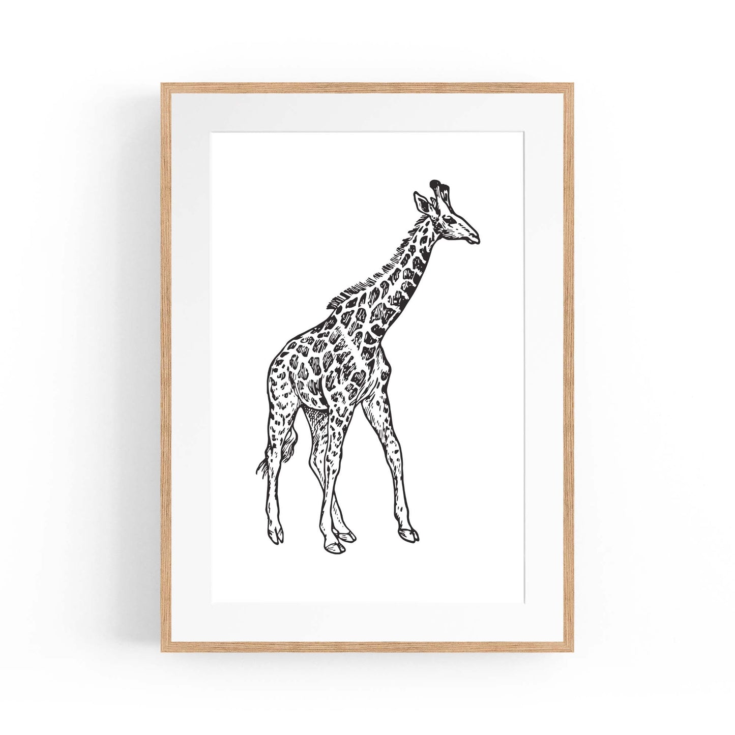 Detailed Giraffe Drawing Safari Animal Wall Art - The Affordable Art Company