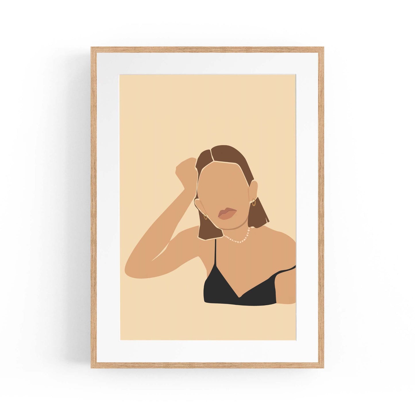 Abstract Brunette Girl Fashion Bedroom Wall Art - The Affordable Art Company