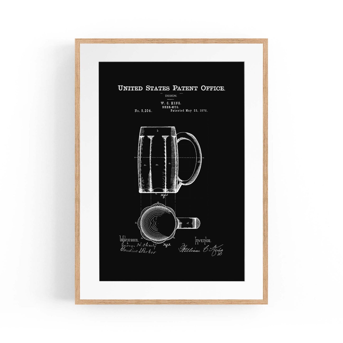 Vintage Beer Mug Patent Man Cave Gift Wall Art #1 - The Affordable Art Company