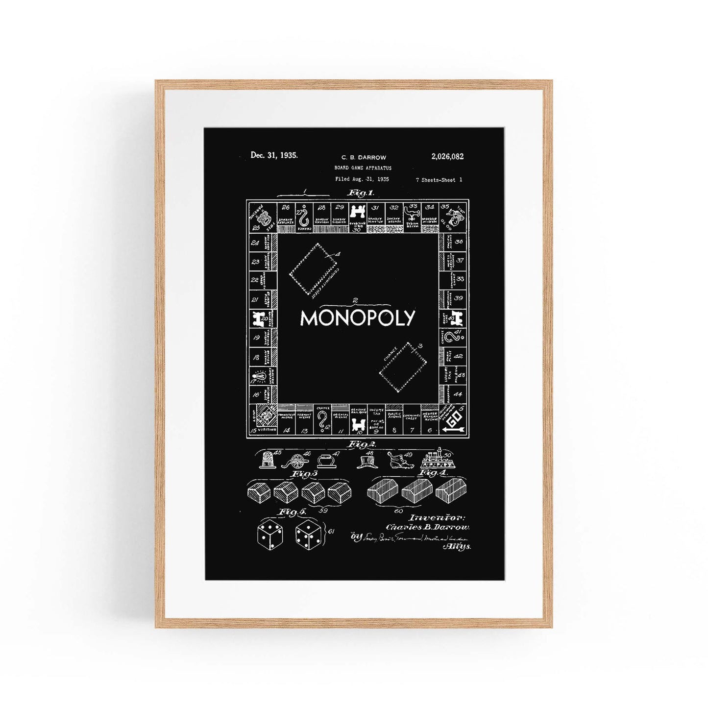 Vintage Monopoly Patent Black Patent Wall Art #1 - The Affordable Art Company