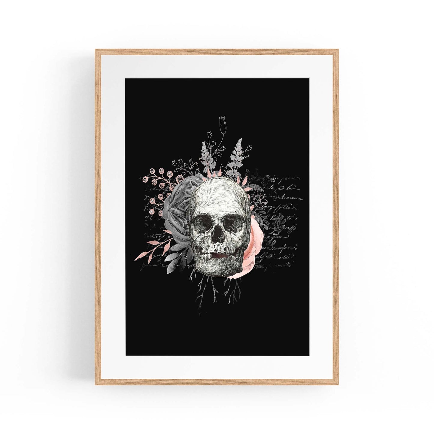 Pink Floral Skull Fashion Girls Bedroom Wall Art #2 - The Affordable Art Company