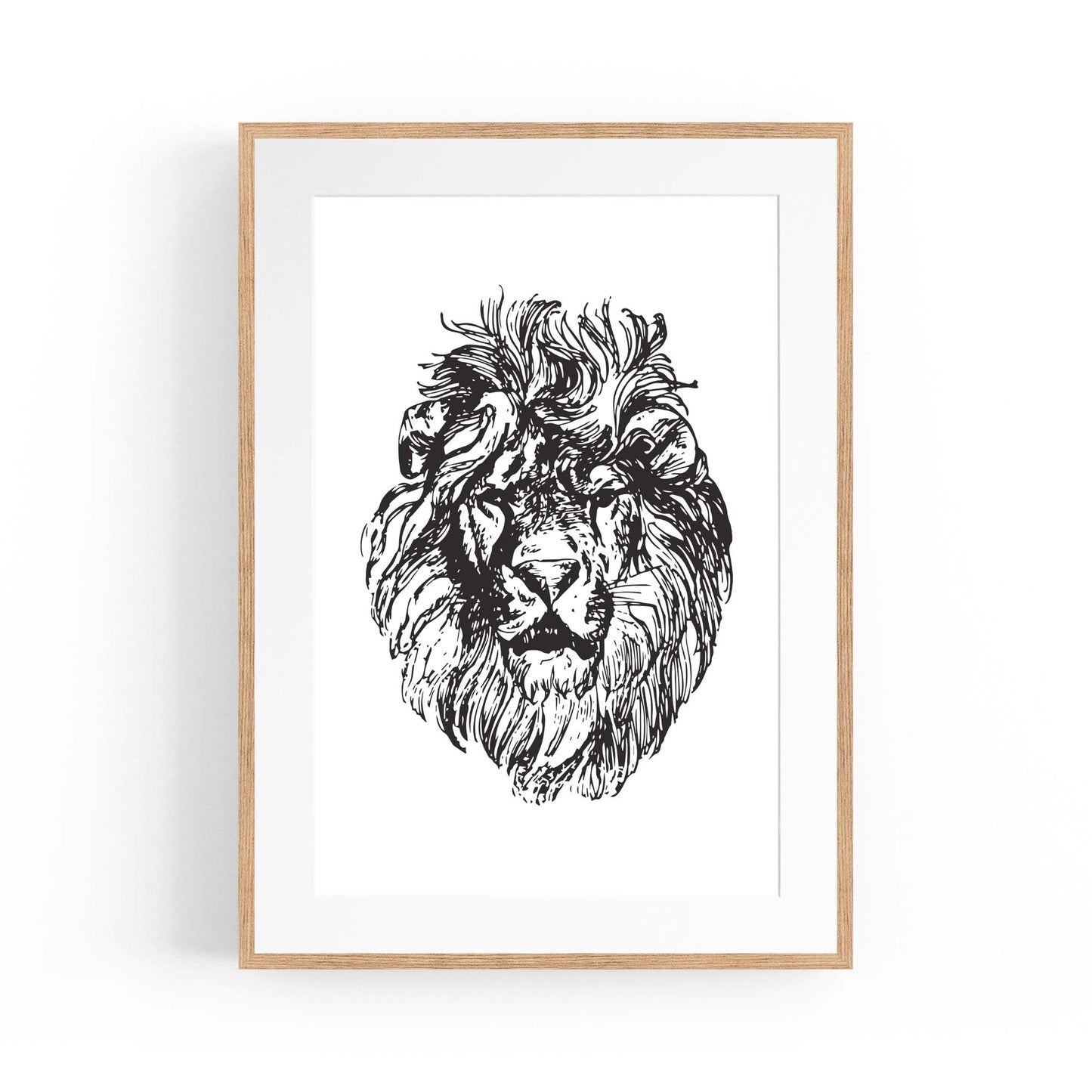 Lion Portrait Drawing Safari Anumal Wall Art - The Affordable Art Company