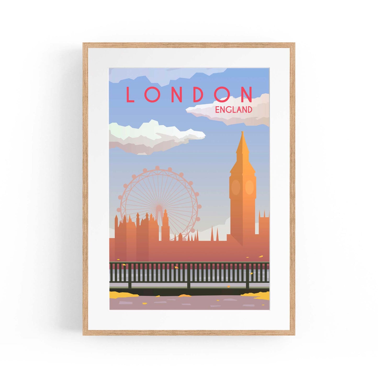Retro London England UK Travel Vintage Wall Art - The Affordable Art Company
