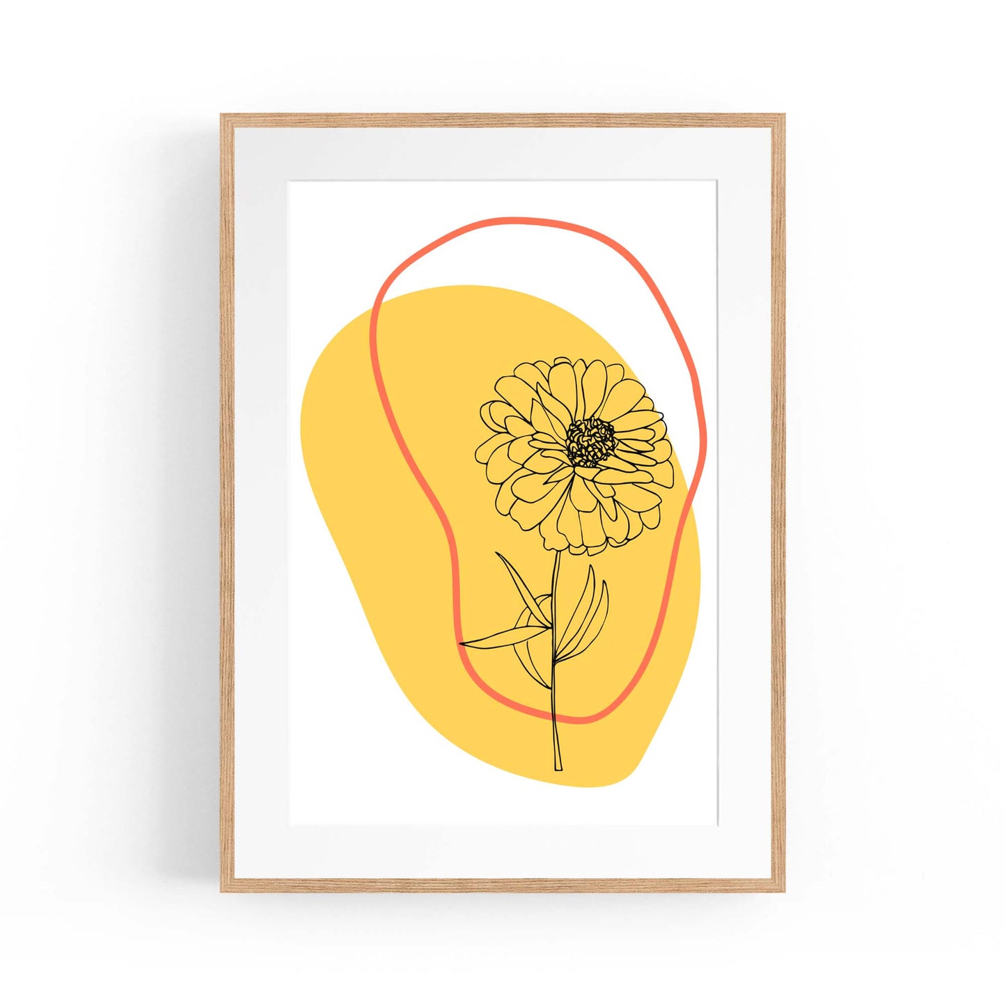 Abstract Sunflower Yellow Flower Modern Wall Art - The Affordable Art Company