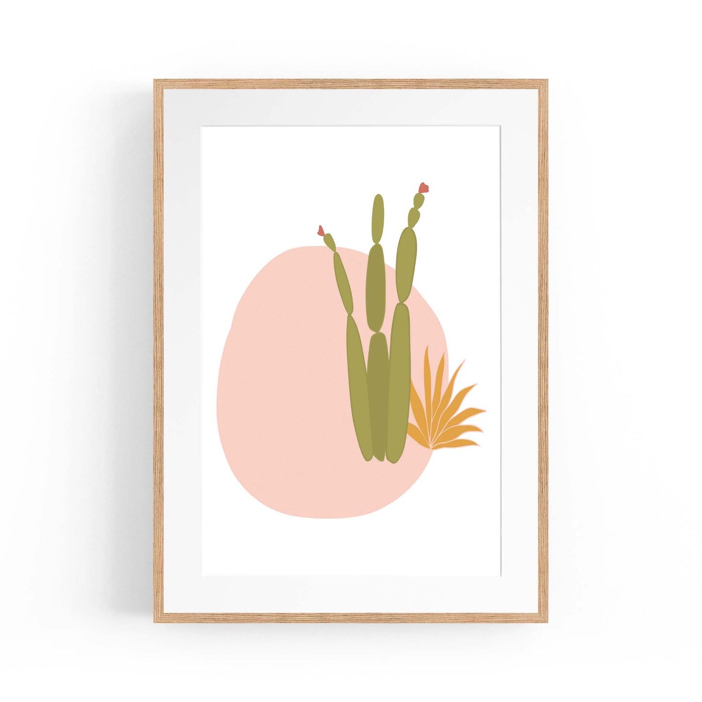 Retro Minimal Abstract Green Cactus Wall Art #1 - The Affordable Art Company