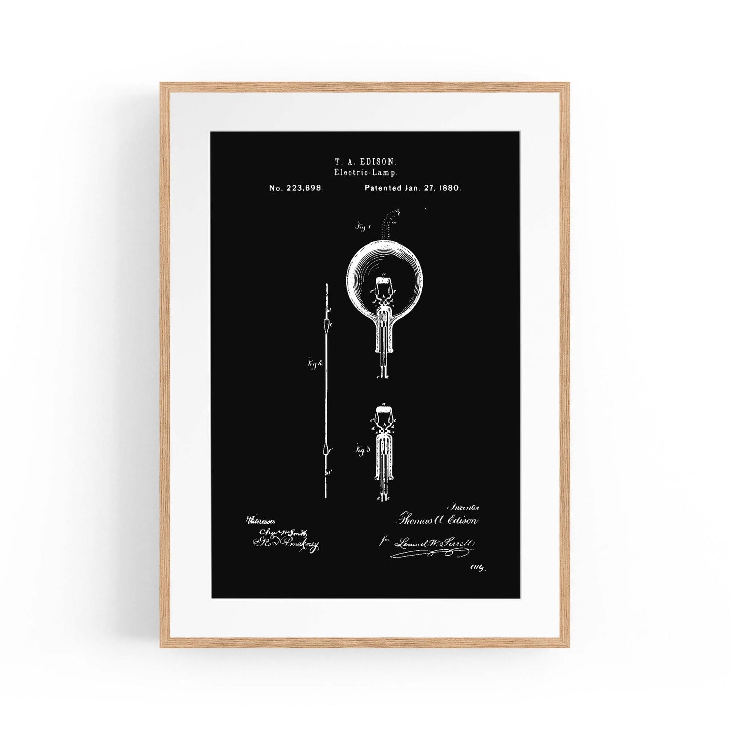 Vintage Edison Light Bulb Patent Wall Art #1 - The Affordable Art Company