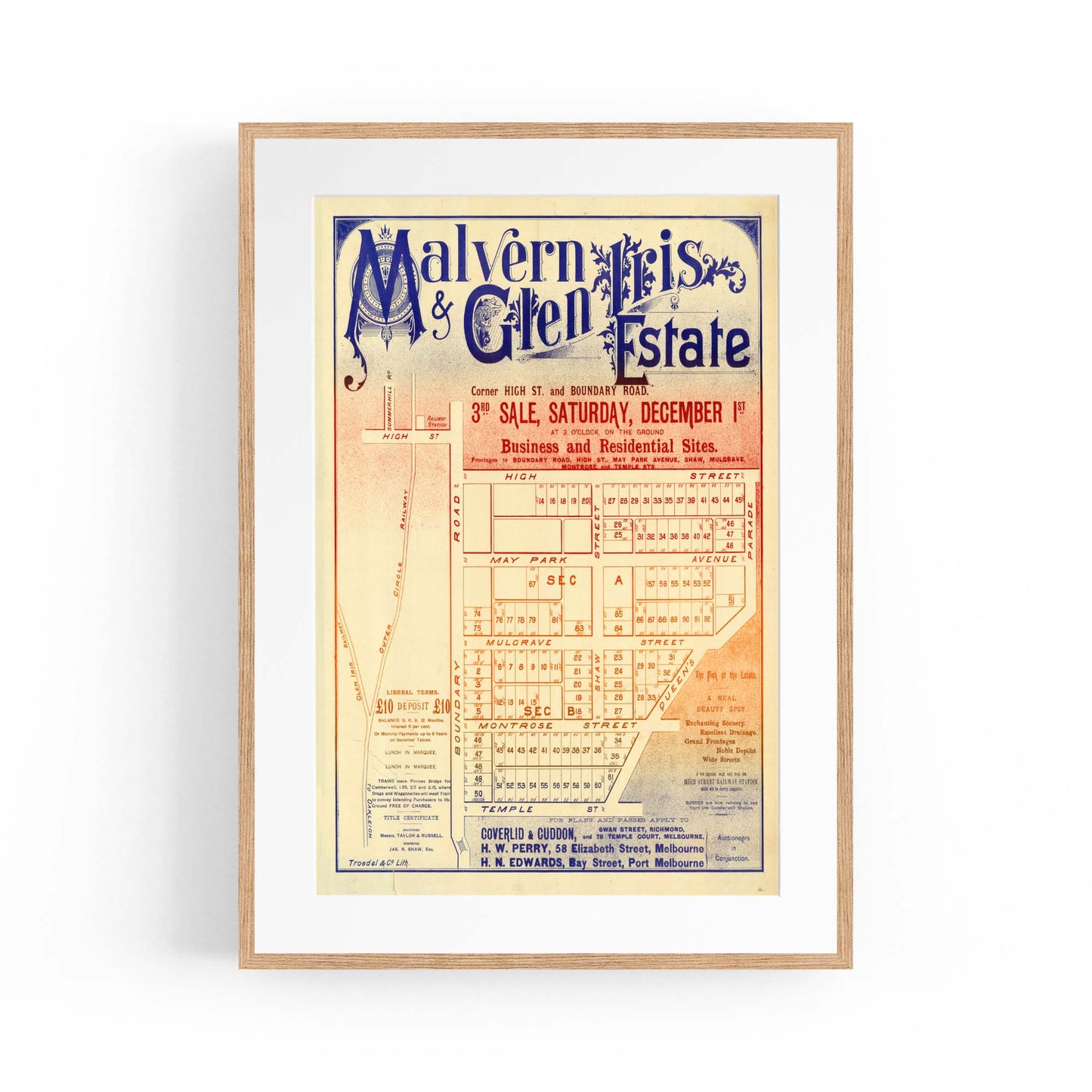 Glen Iris Melbourne Vintage Real Estate Advert Art - The Affordable Art Company