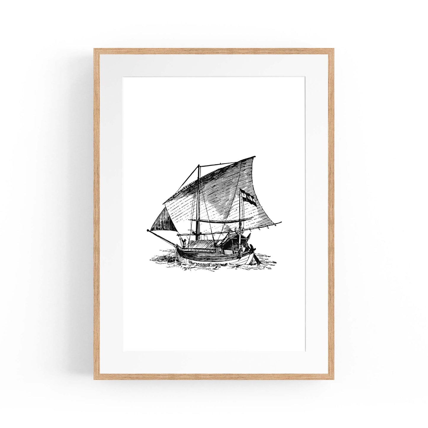 Sail Boat Coastal Drawing Nautical Coast Wall Art #1 - The Affordable Art Company