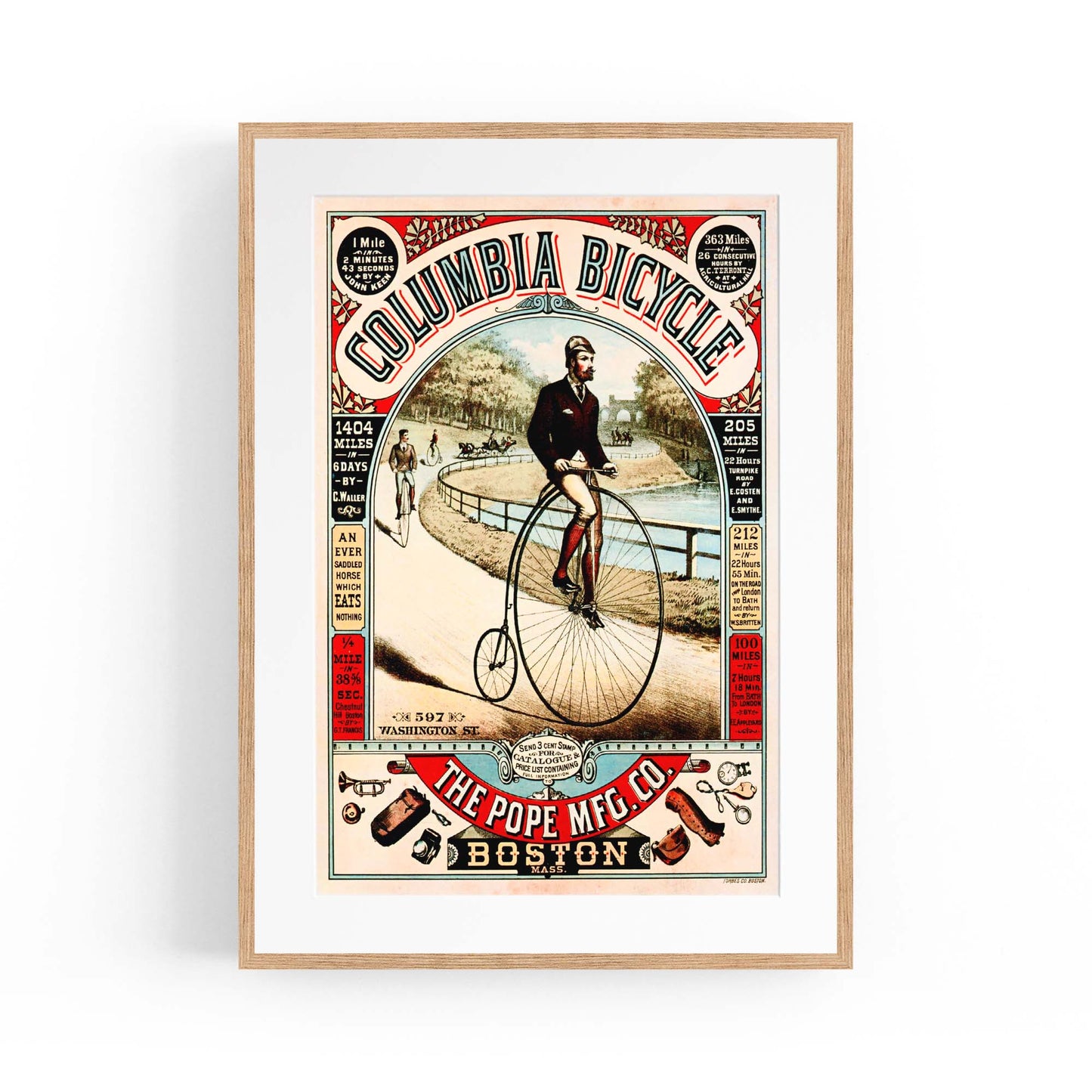 Columbia Bicycle Vintage Advert Cycling Wall Art - The Affordable Art Company