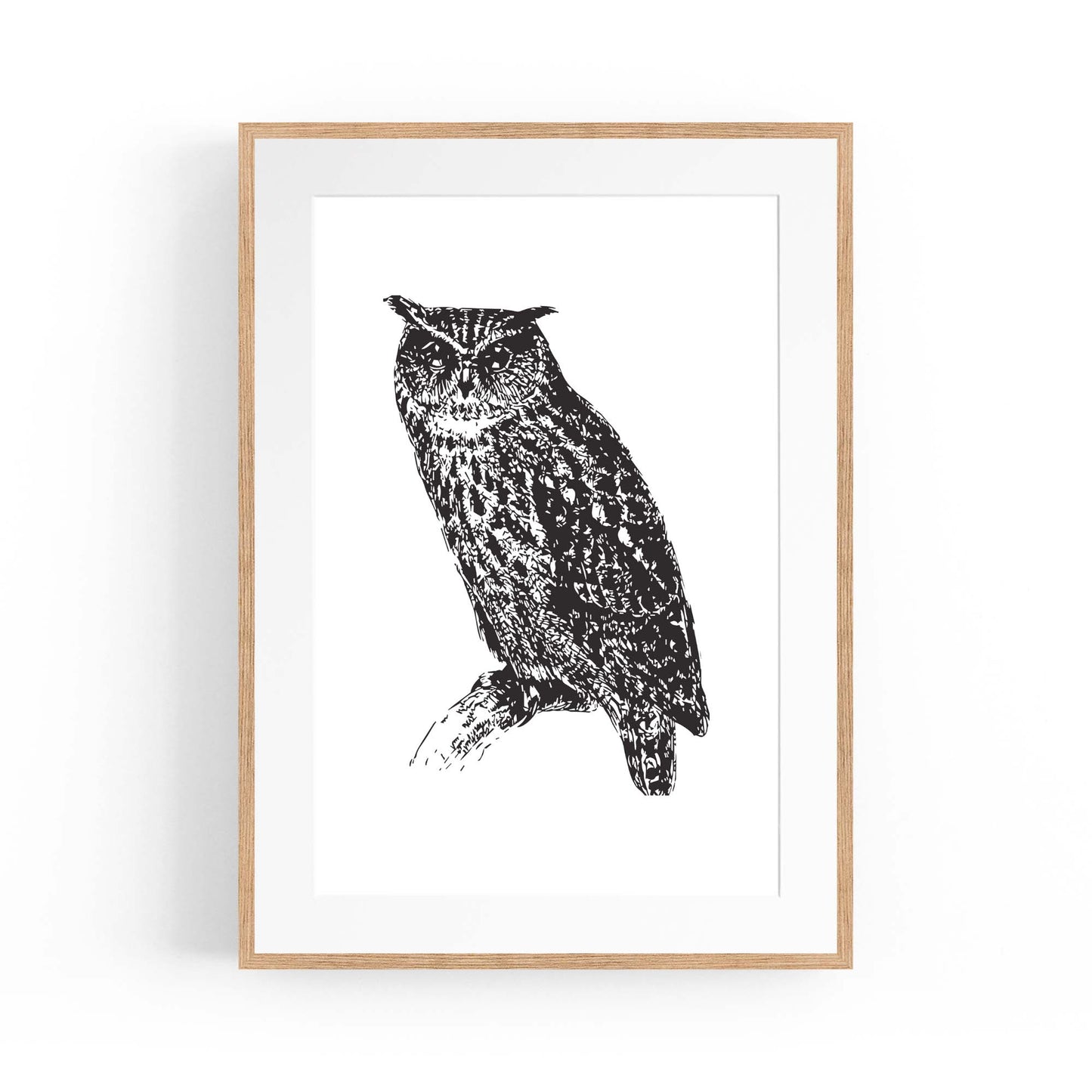 Owl Drawing Portrait Minimal Black Wall Art #2 - The Affordable Art Company