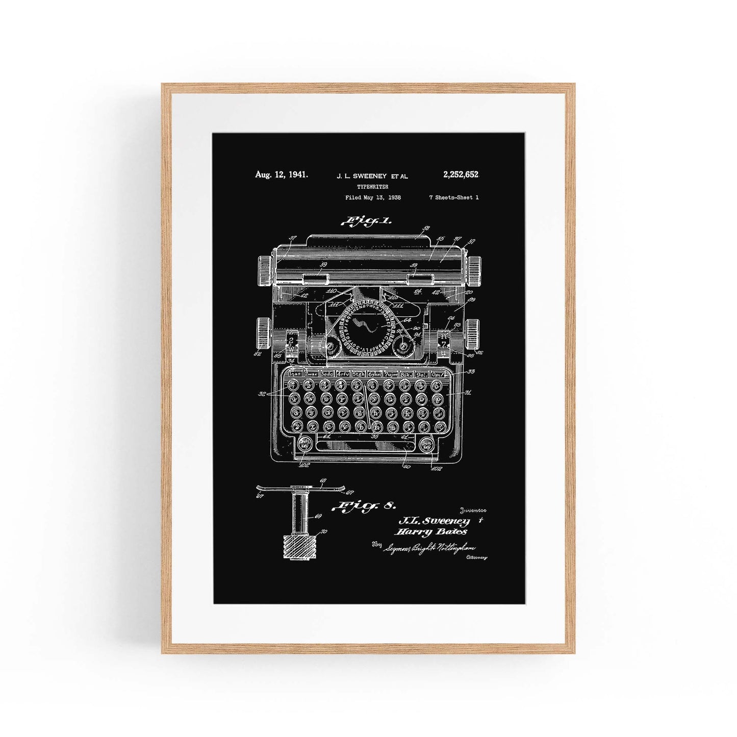 Vintage Typewriter Black Patent Wall Art #3 - The Affordable Art Company