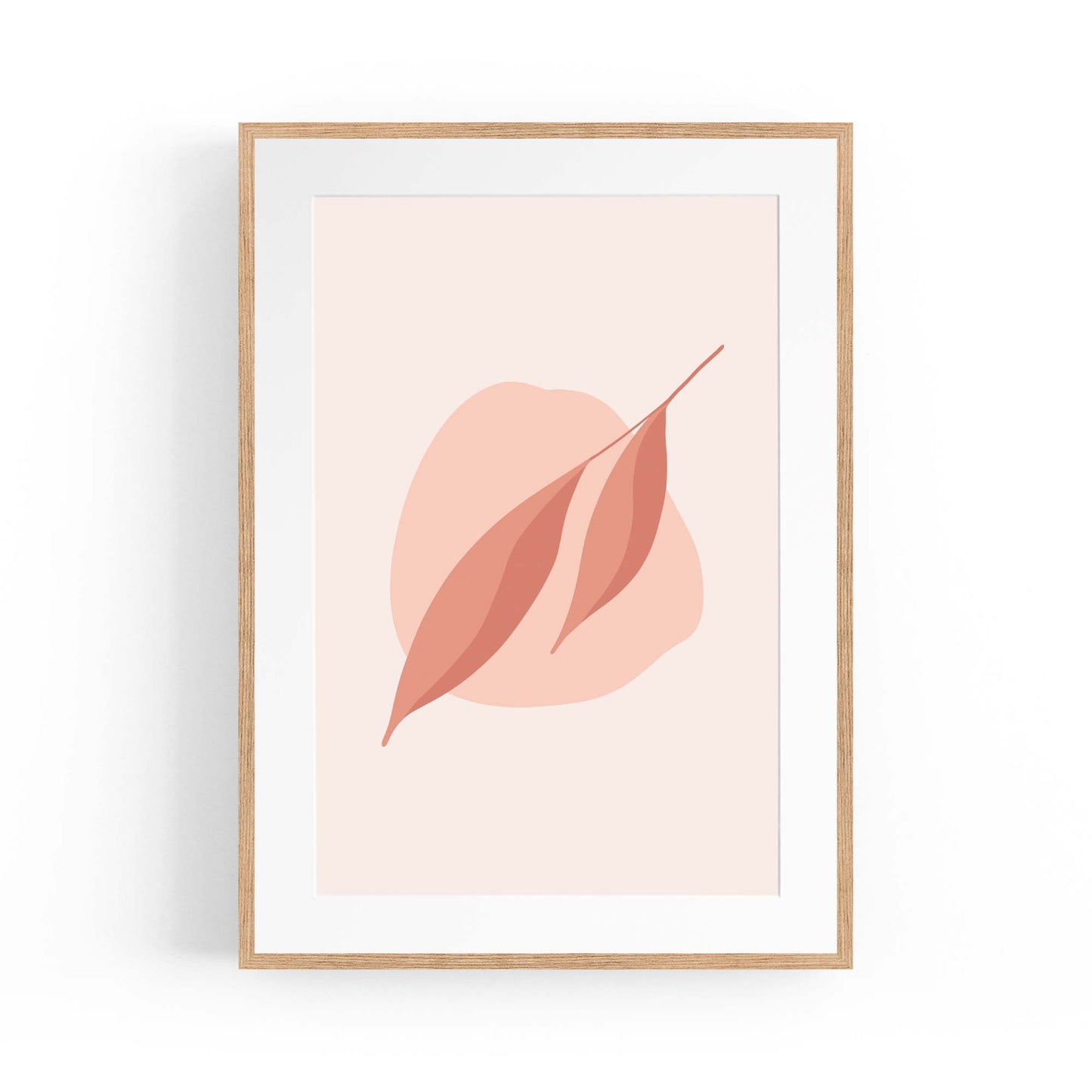 Minimal Leaf Pink & Pastel Retro Abstract Wall Art #1 - The Affordable Art Company