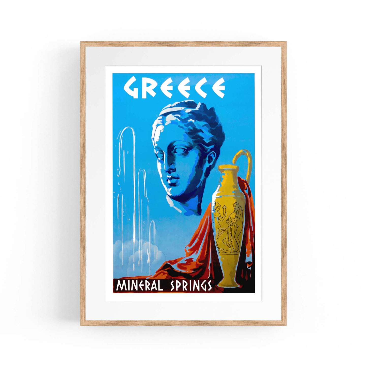 Mineral Springs Greece Vintage Travel Advert Wall Art - The Affordable Art Company