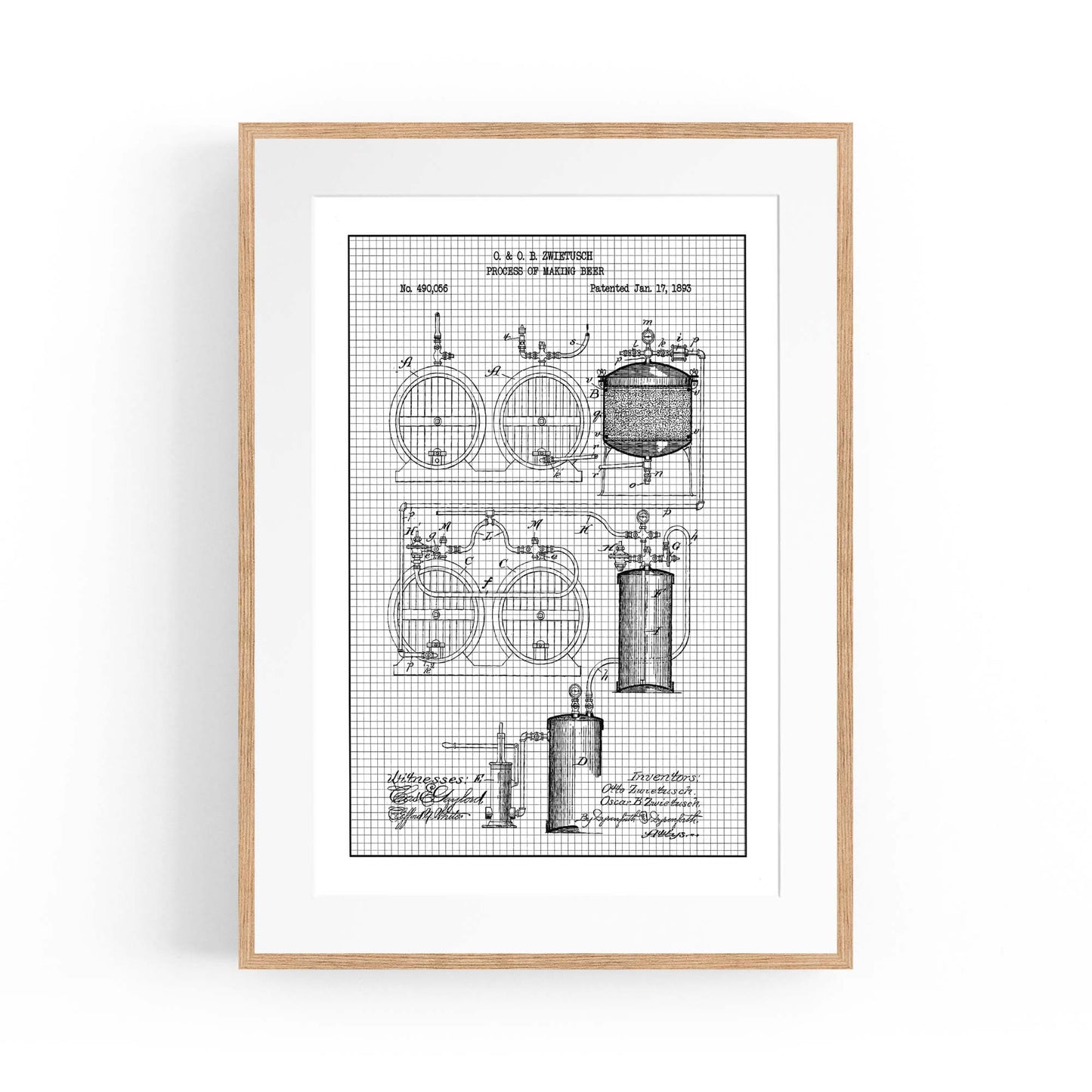 Vintage Beer Making Patent Man Cave Gift Wall Art #2 - The Affordable Art Company