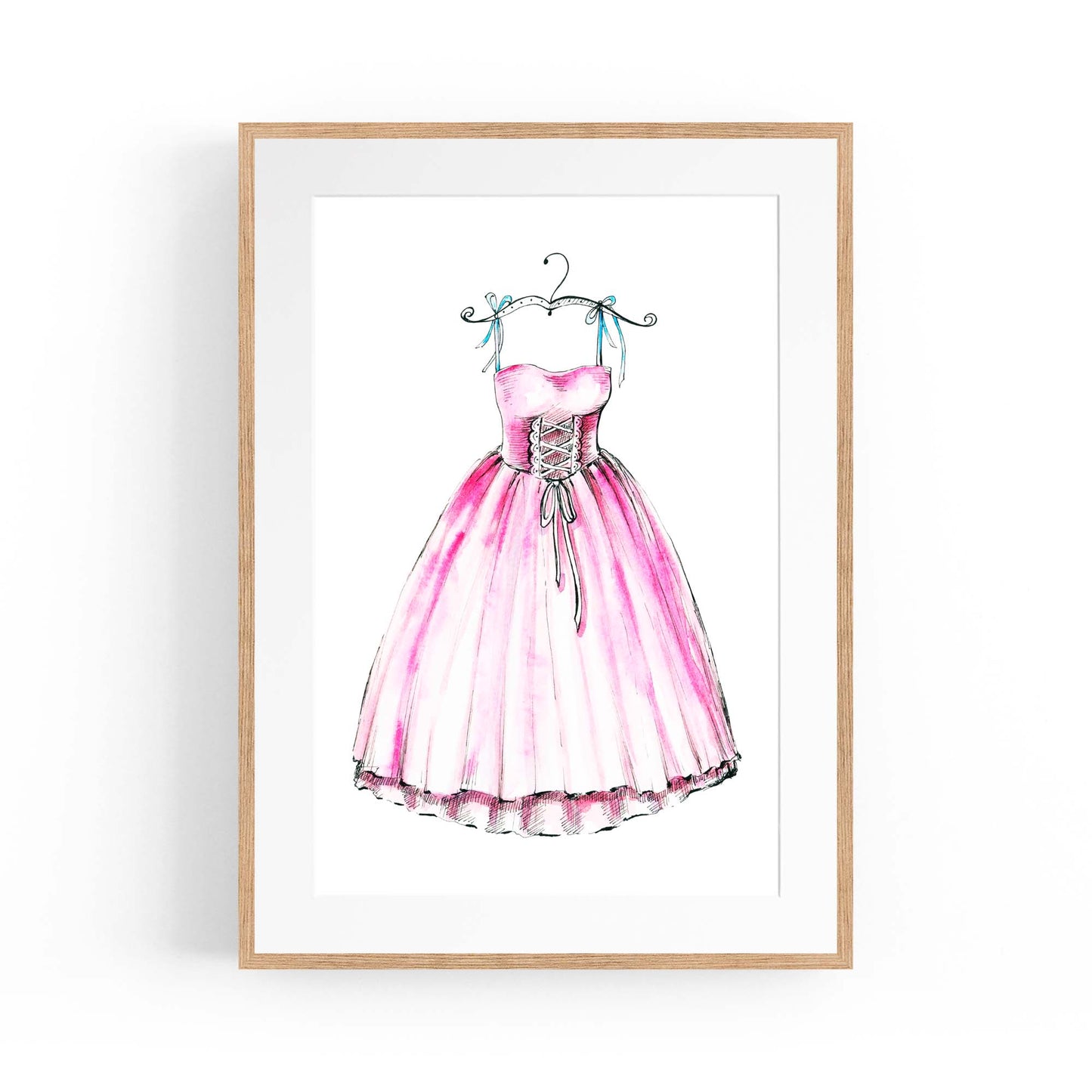 Pink Ballet Dress Girls Bedroom Ballerina Wall Art - The Affordable Art Company