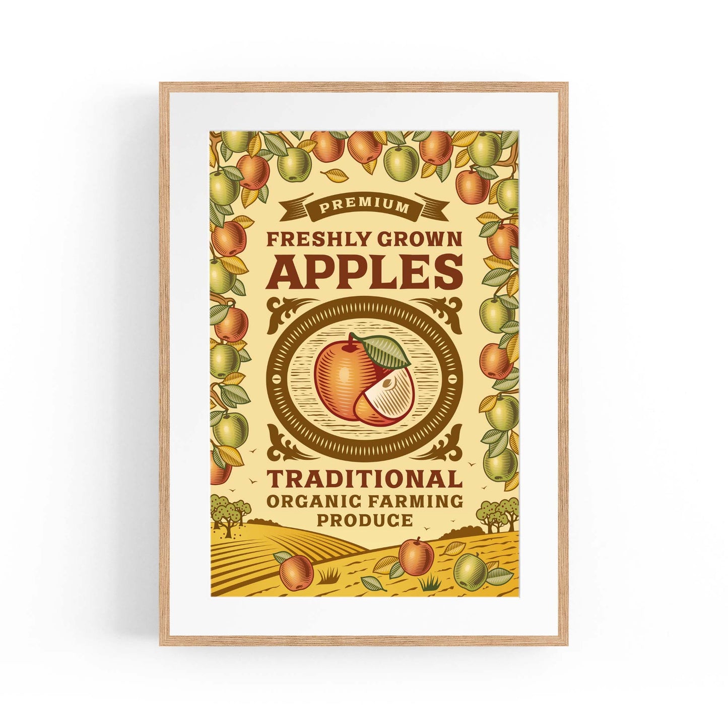 Vintage Apples Advert Farmhouse Kitchen Wall Art - The Affordable Art Company