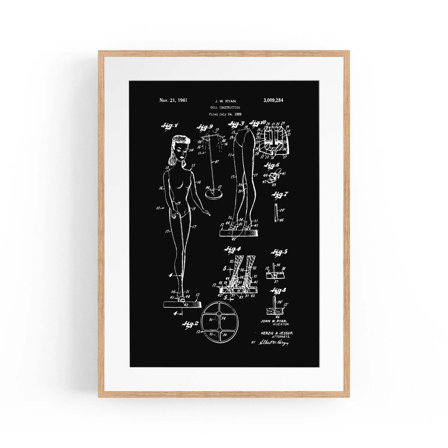 Vintage Barbie Doll Toy Patent Old Style Wall Art #1 - The Affordable Art Company