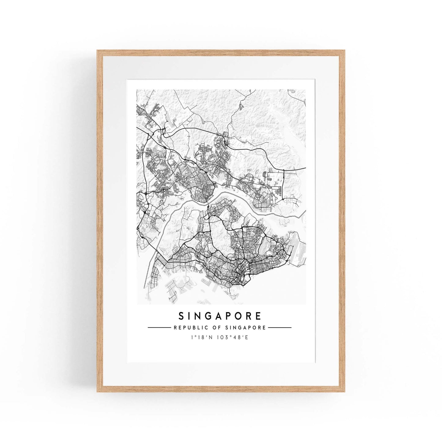 Singapore Minimal Map Wall Art - The Affordable Art Company