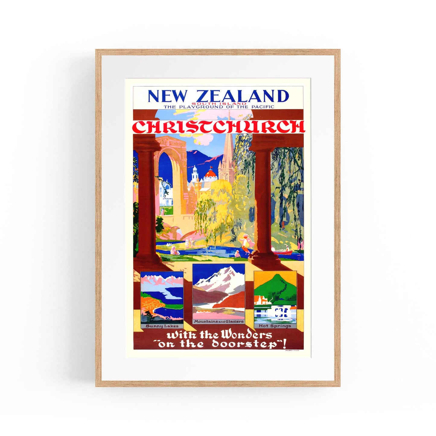 Christchurch, New Zealand Vintage Travel Wall Art - The Affordable Art Company