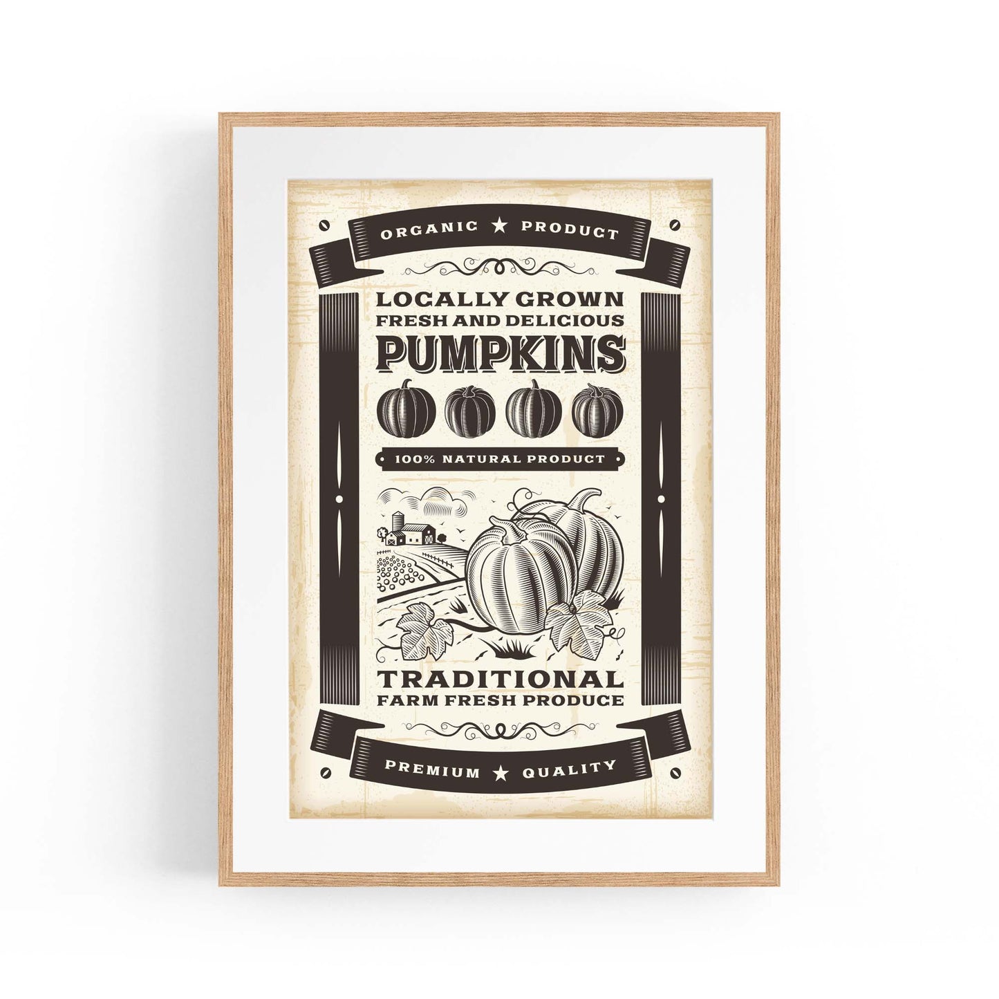 Vintage Pumpkin Farmhouse Cafe Kitchen Wall Art - The Affordable Art Company