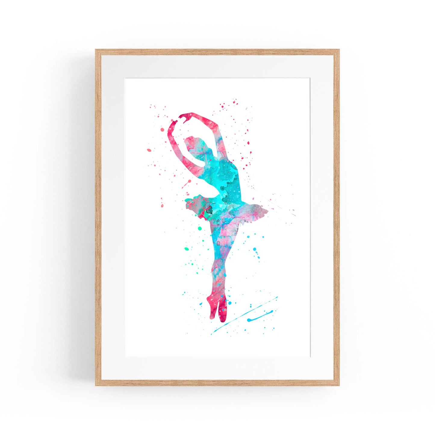 Blue & Pink Ballerina Girls Bedroom Ballet Wall Art - The Affordable Art Company