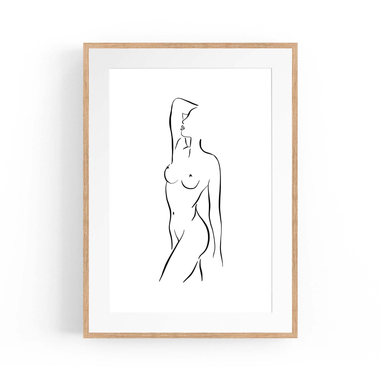 Posed Nude Female Body Minimal Drawing Wall Art #2 - The Affordable Art Company