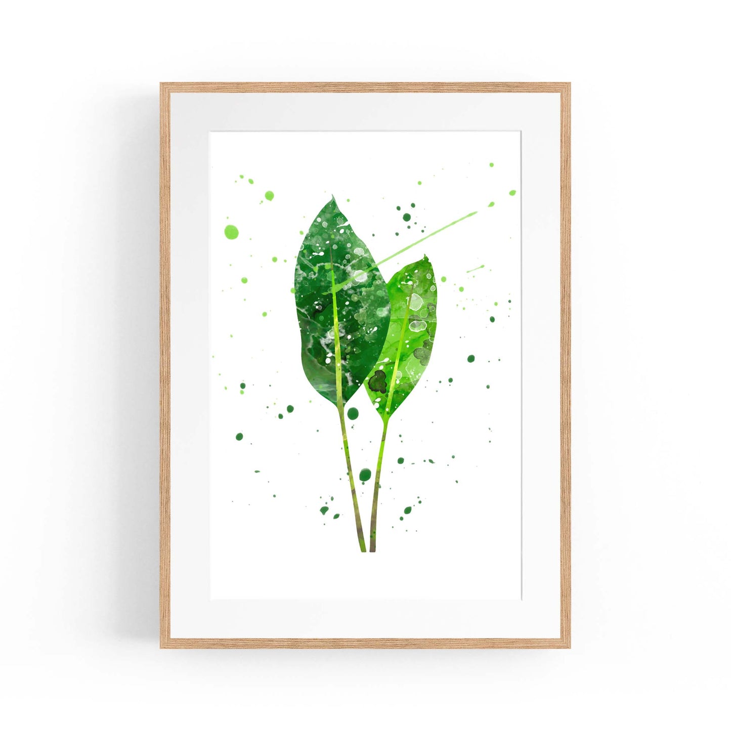 Green Leaf Nature Minimal Painting Wall Art - The Affordable Art Company