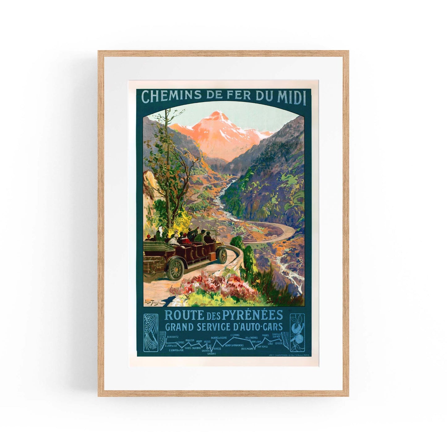 French Pyrenees, France Vintage Advert Wall Art - The Affordable Art Company