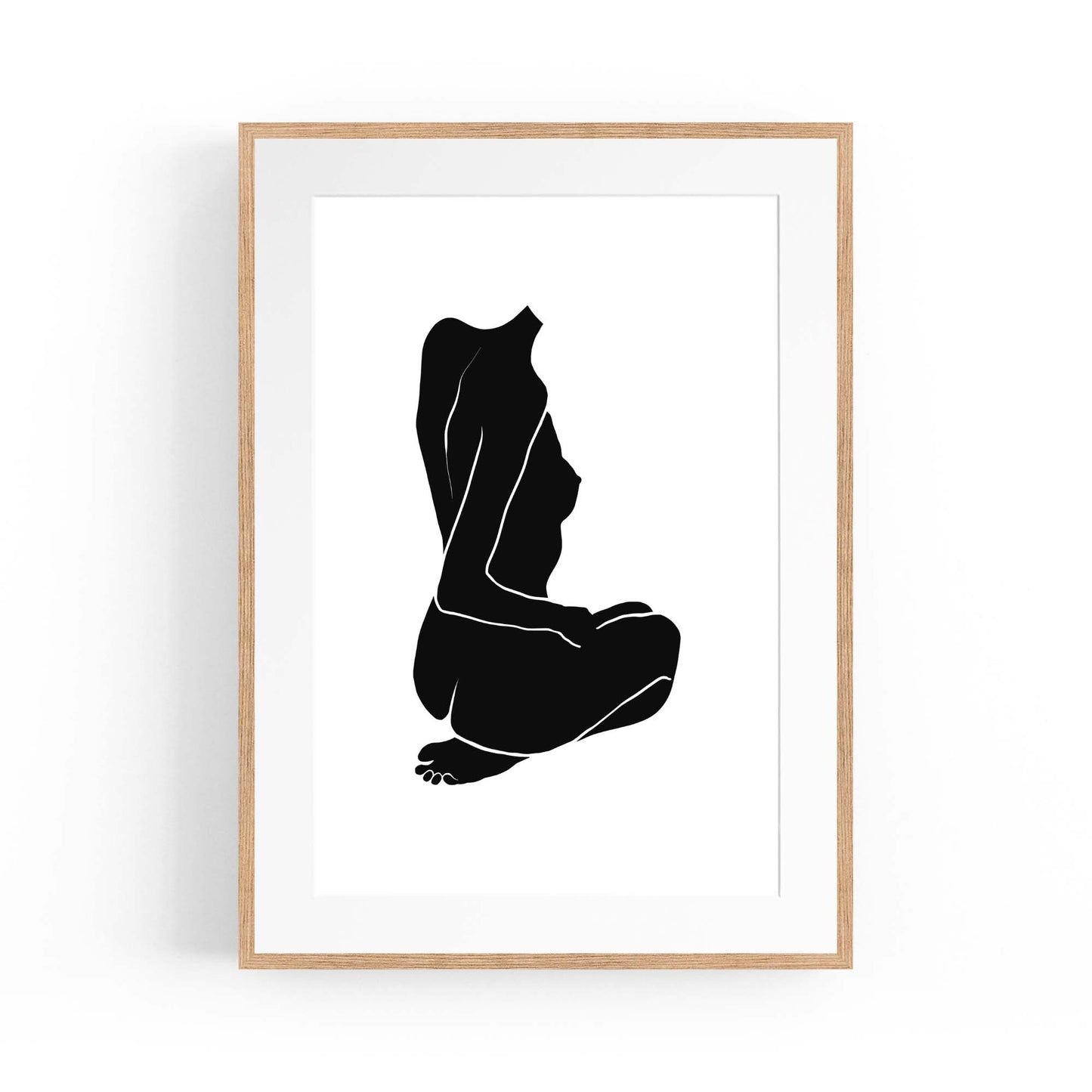 Abstract Black Minimal Female Nude Wall Art - The Affordable Art Company