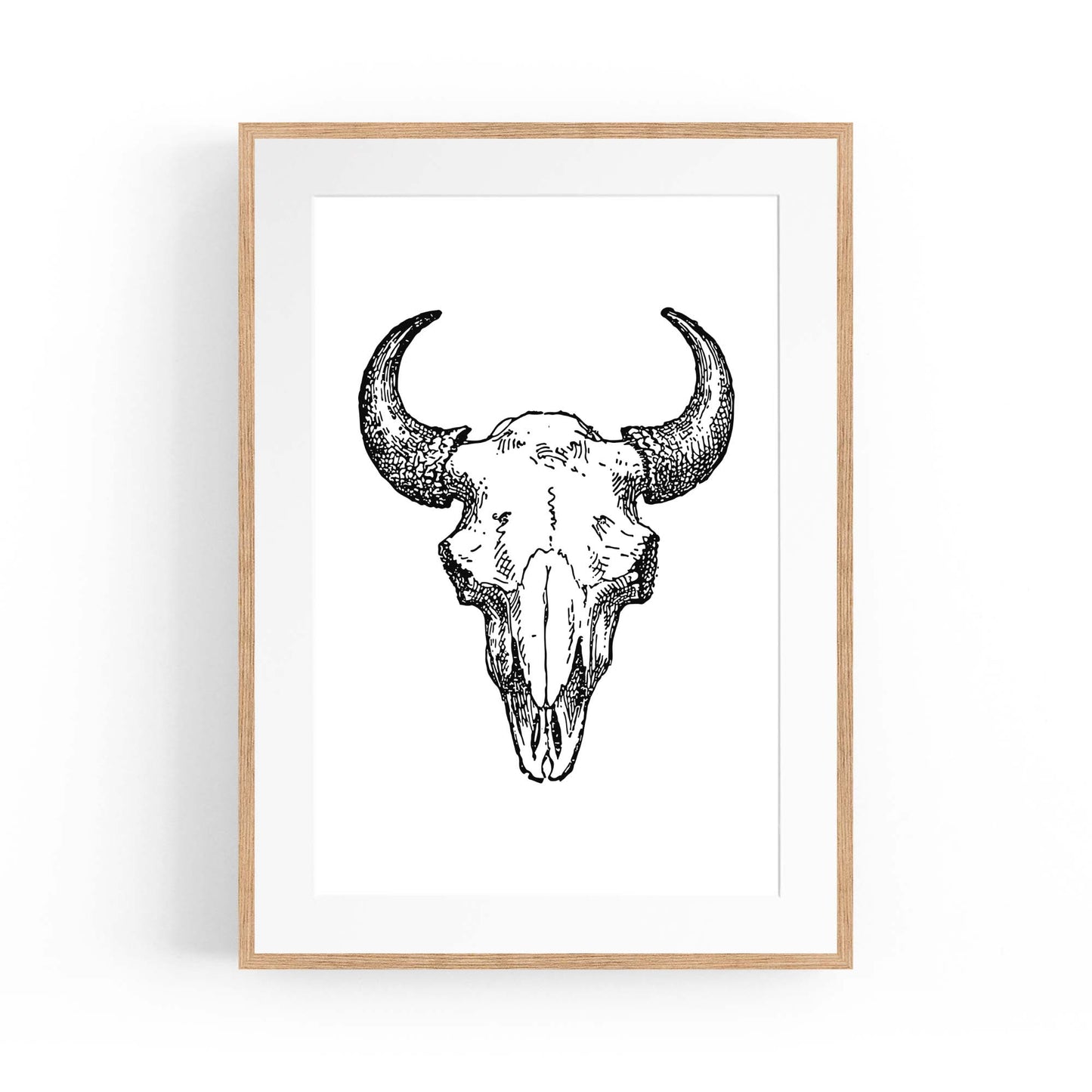 Minimal Bison Skull Man Cave Artwork Wall Art - The Affordable Art Company