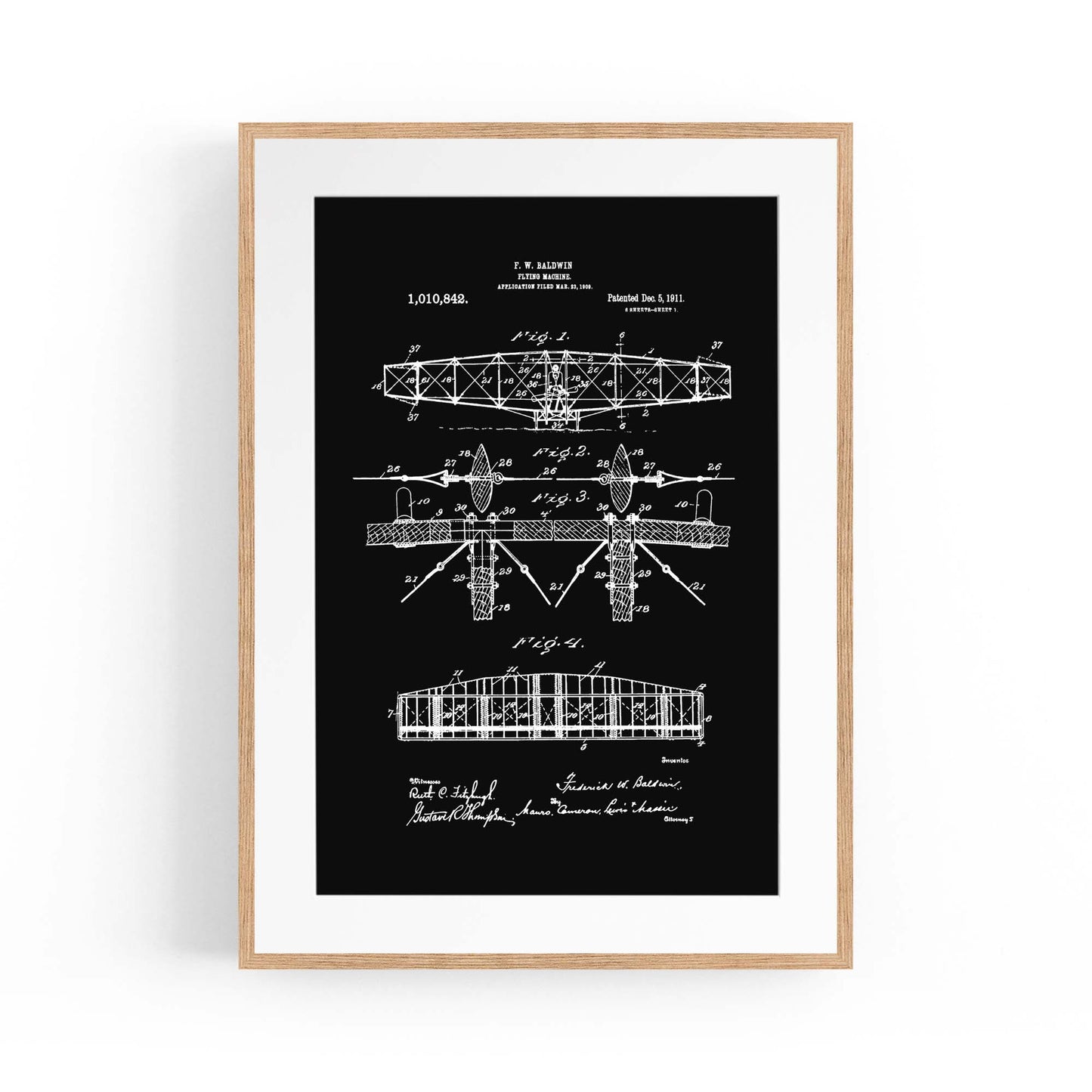 Airplane Patent Vintage Minimal Man Cave Wall Art #1 - The Affordable Art Company