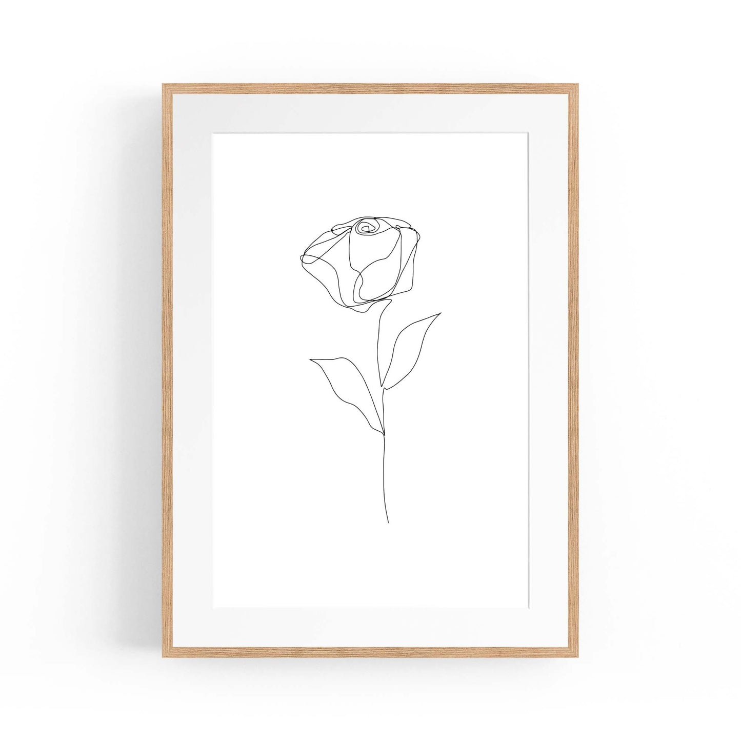 Minimal Rose Flower Line Drawing Abstract Wall Art #5 - The Affordable Art Company